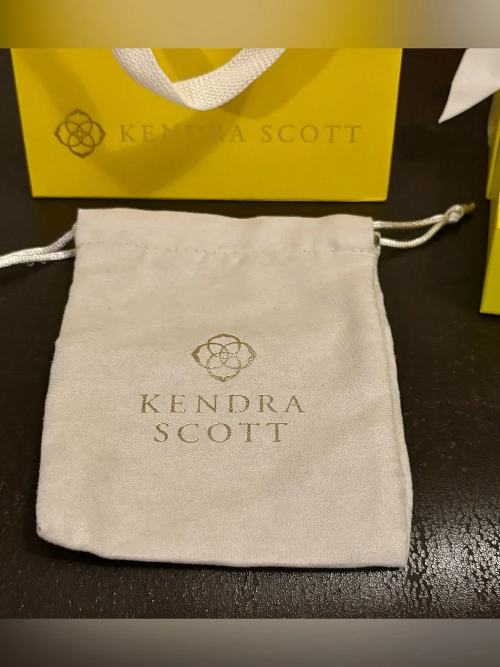 Kendra Scott Yellow Gift Box, Yellow Gift Bag, and Grey Pouch Gifting Set of 3